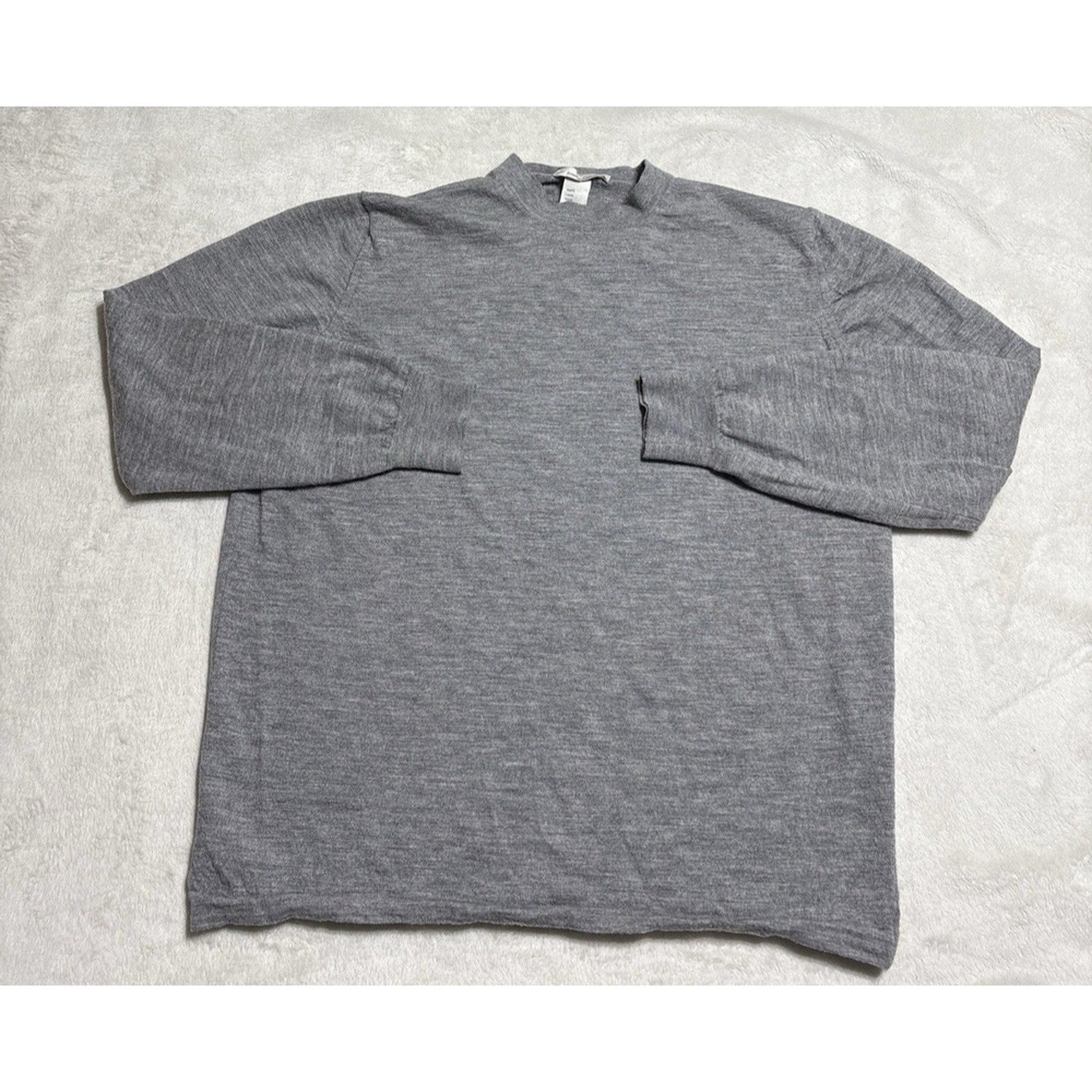 Ermenegildo Zegna Wool Sweater Womens Medium Gray Crew Neck Pullover Made Italy